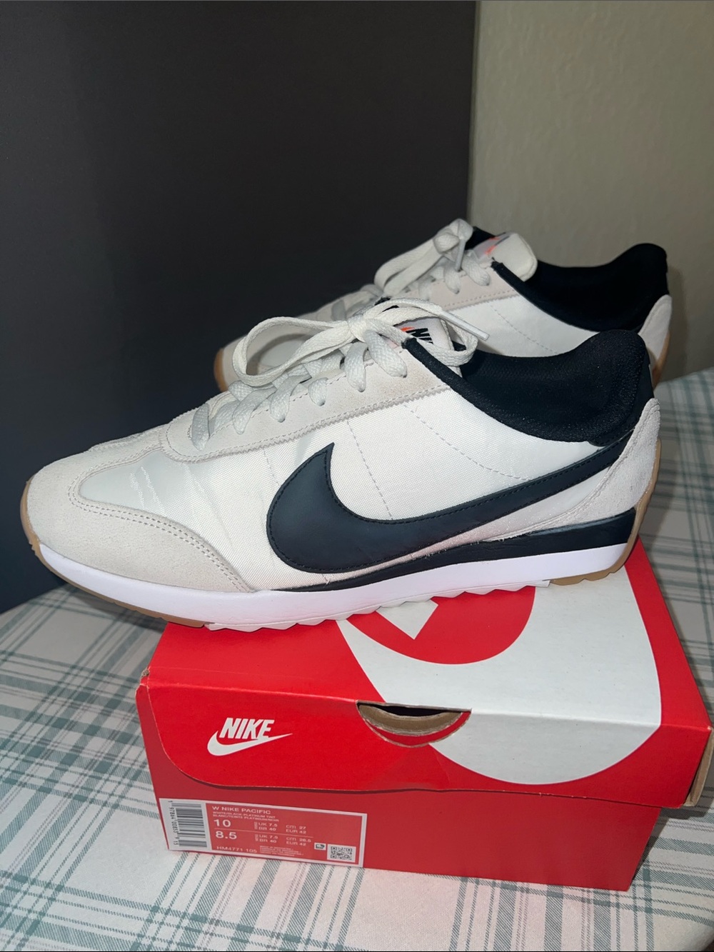 Nike White Sneakers with Black Swoosh and Gum Outsole - Picture 2 of 4